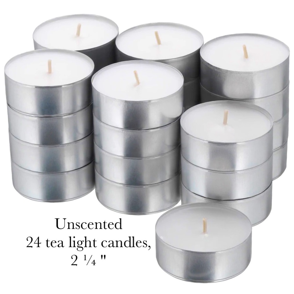 24 Unscented White Tealight Candles